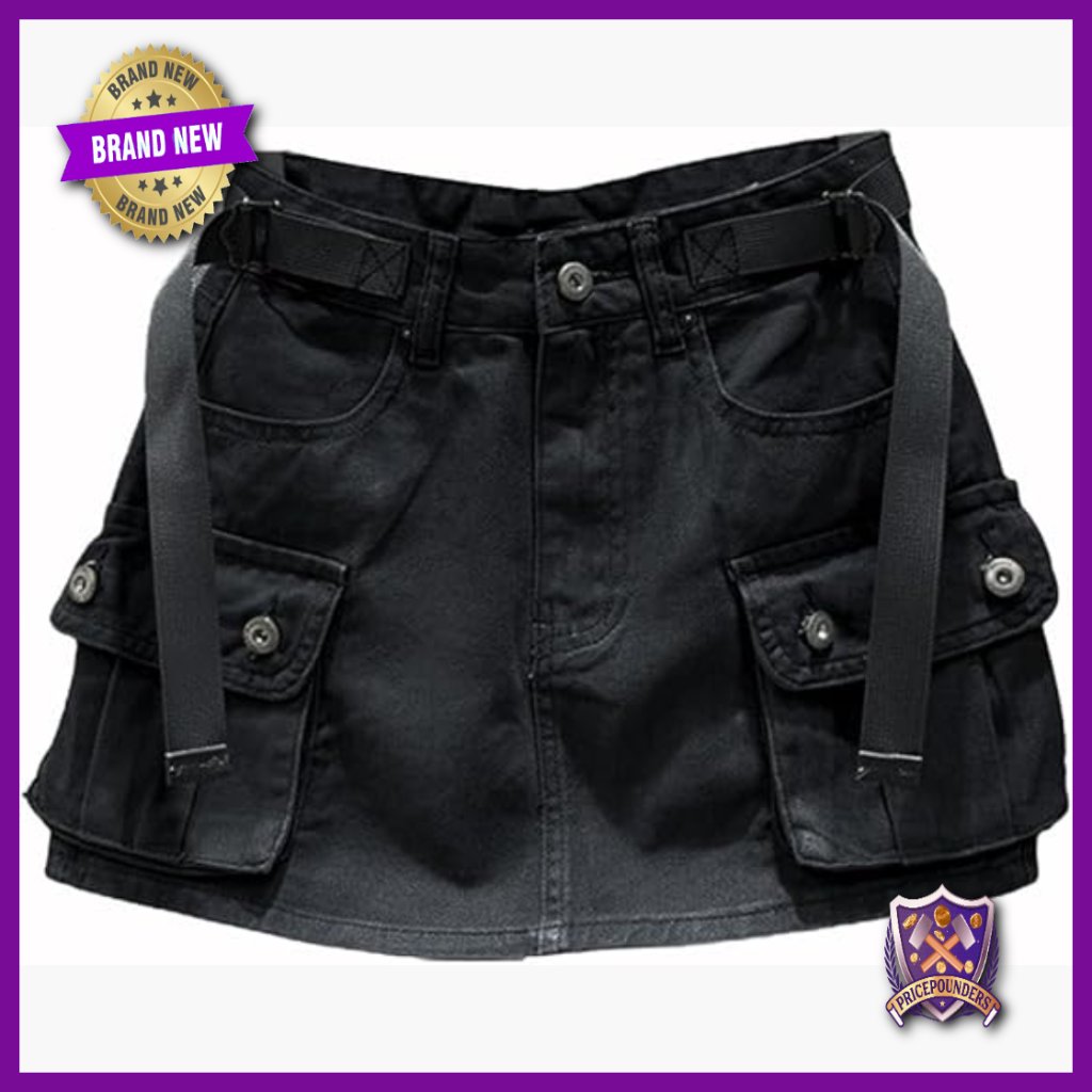 Low Waist Mini Cargo Denim Skirt Slim Fit Pencil Style With Pockets